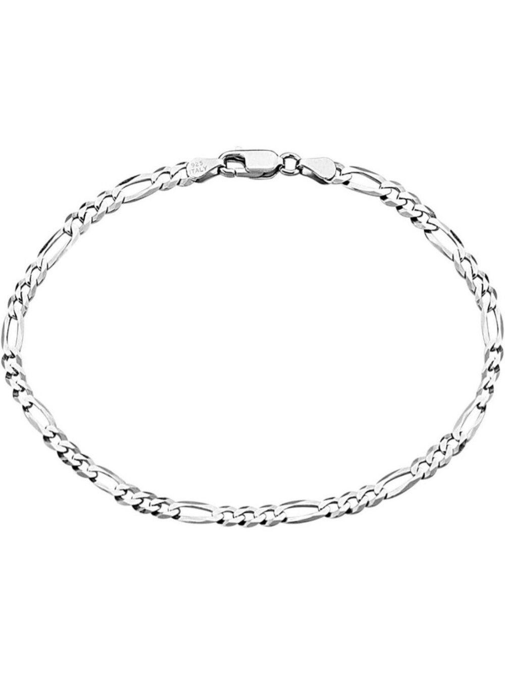 925 Sterling Silver Italian Figaro Link Chain Bracelet for Men & Women - Gift